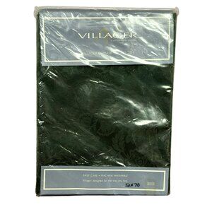 Villager Floral Damask Dark Green Tablecloth 52 X 70" Rectangle Machine Washable
